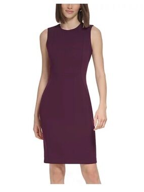 Calvin Klein Deep Plum Sheath Midi Dress